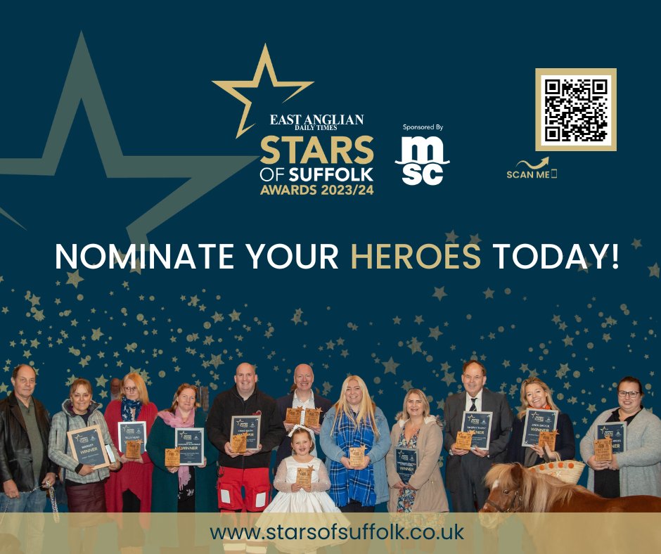 EADT24's tweet photo. Don't miss out on your chance to nominate someone special in the Stars of Suffolk Awards!
Get involved here: https://t.co/JDv72w0ugx #starsofsuffolk https://t.co/nyuITyyS0r
