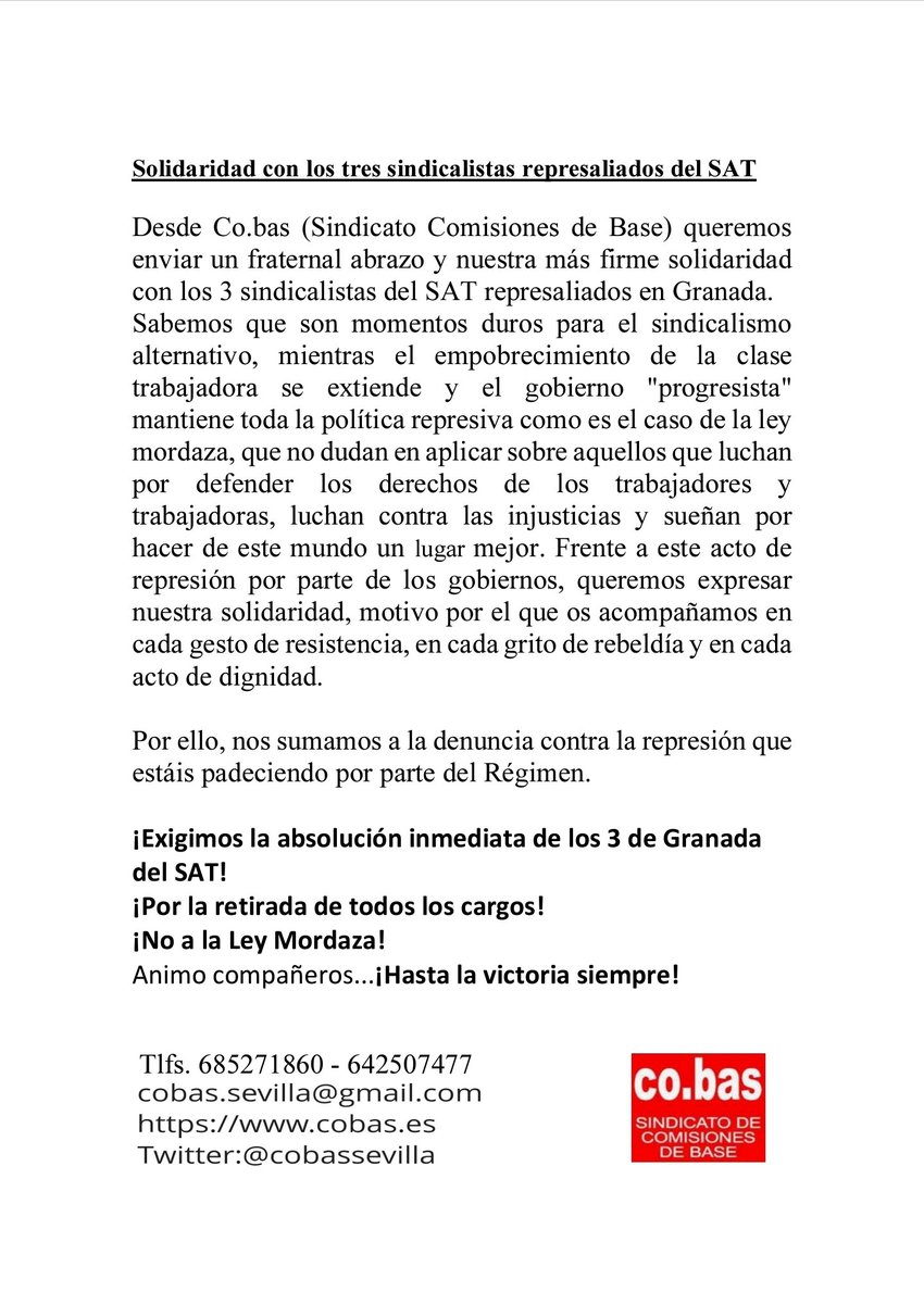Solidaridad con los represaliados del SAT