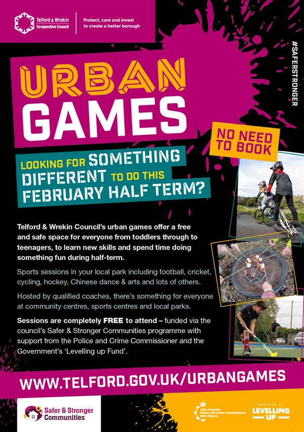 Oak_Tree_Centre's tweet photo. Whether you have toddlers or teenagers, there's something to suit all this half-term with @TelfordWrekin Urban games. There's lots of activities taking place across Telford and all are free to attend and no booking required. https://t.co/SZsQnNsgjY