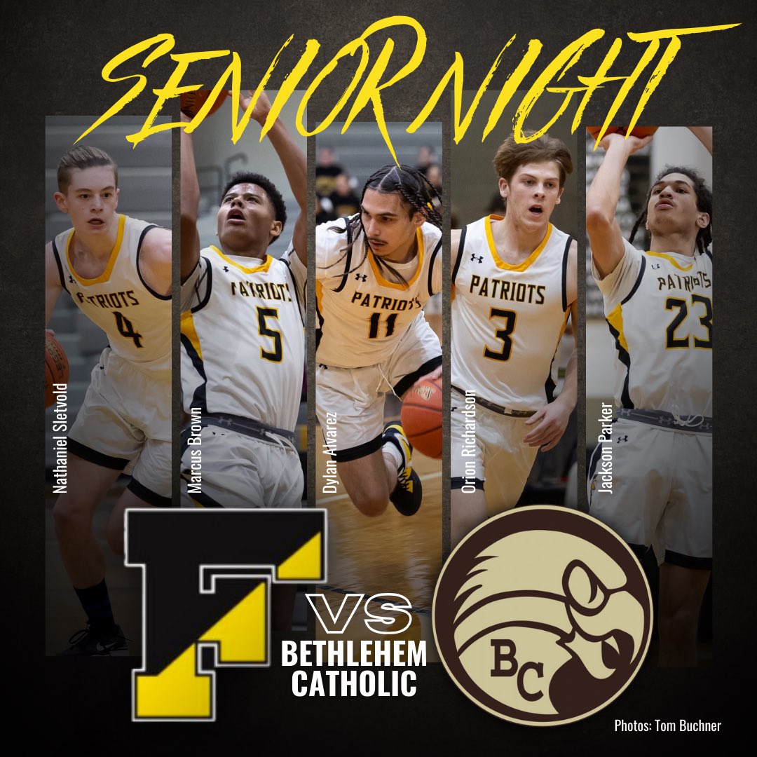 FHSBasketball1's tweet photo. ๐ฃ FHS HOOPS SENIOR NIGHT
๐ Bethlehem Catholic
๐JH/4:00๐ JV/5:30๐V/7:00
๐Freedom HS
โ๏ธSee You There!
#FreedomFamily #GoPates
@fhssportsBASD @FreedomRiotSqu1 @BASDMsSage @BethlehemAreaSD https://t.co/jTEiGkdE6K