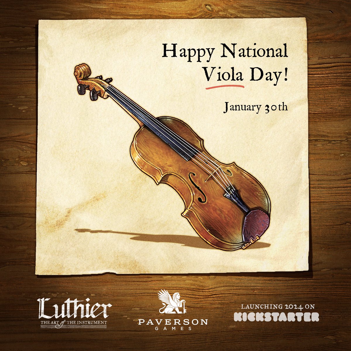 Happy National Viola Day!🎻 The #viola is a slightly bigger cousin of the #violin with its strings tuned a perfect fifth lower. #nationalvioladay #stradivari #musicalinstrument #kickstarter #luthier #luthiergame #paversongames #classicalmusic #music #vincentdutrait #illustration