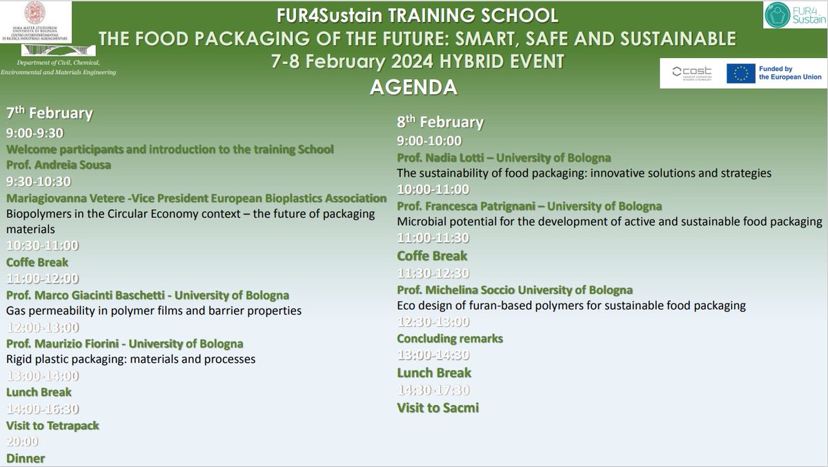 Fur4Sustain's tweet photo. The FUR4Sustain Training School is just around the corner.
📌 7th - 8th of February 2024 in Bologna (Italy) and online.
Check out the agenda 👇
@COSTprogramme https://t.co/mJAqKvgqm4