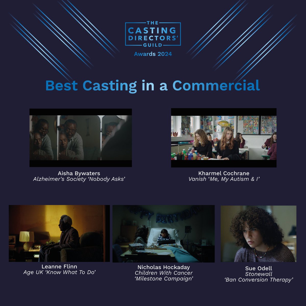 The nominees for ‘Best Casting in a Commercial’ are…. Congratulations to you all 👏 #CDGAwards2024