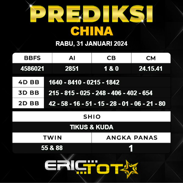 erictoto_'s tweet photo. 🔥‼️🇨🇳 Prediksi CHINA Hari ini 🇨🇳‼️🔥
Semoga peruntungan nya lebih baik bossku 
Bermain di situs EricToto untuk menikmati Promo dan Bonus menarik !
‼️ Utamakan Prediksi Sendiri ‼️
LINK DAFTAR : https://t.co/U9uQhvrLjt 
#prediksichina #togelchina #angkachina #Prediksichinapools https://t.co/mU774tMJI0