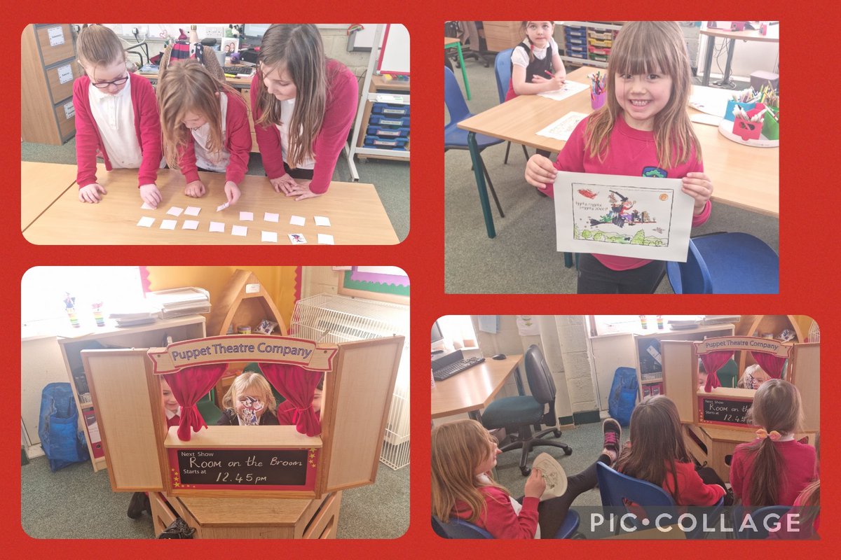 MrsNashHPS's tweet photo. P2 Story Club Week 3 was Room on the Broom! 🧙‍♀️ We voted to listen to the Scots version! 

We had a choice of 3 activities today - pairs game, colouring or puppets! 

We definitely enjoyed retelling the story using stick puppets! 🤩 @MissMcMillanHPS @Misshendry_hps @missallanhps https://t.co/Zc6TI5Ngjm