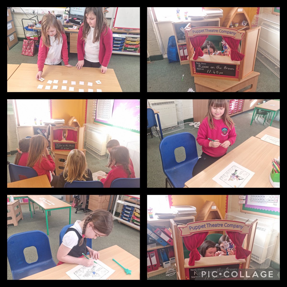 MrsNashHPS's tweet photo. P2 Story Club Week 3 was Room on the Broom! 🧙‍♀️ We voted to listen to the Scots version! 

We had a choice of 3 activities today - pairs game, colouring or puppets! 

We definitely enjoyed retelling the story using stick puppets! 🤩 @MissMcMillanHPS @Misshendry_hps @missallanhps https://t.co/Zc6TI5Ngjm