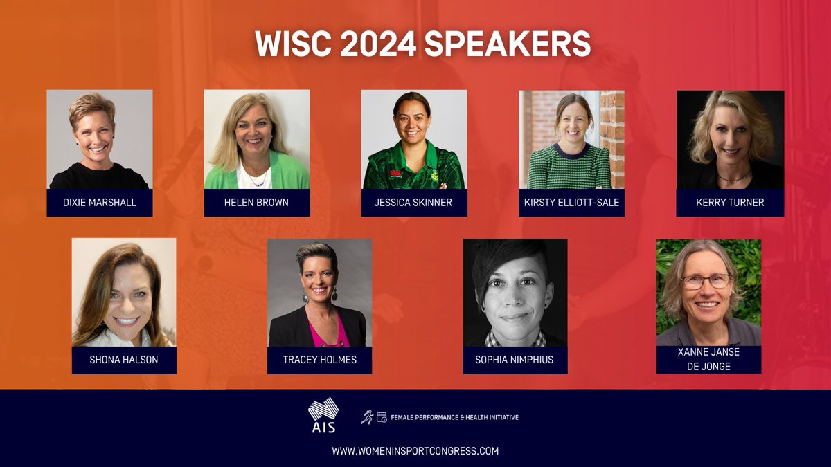 Women In Sport Congress 2024 (@wiscongress) on Twitter photo Our roster of speakers for WISC2024 is pretty impressive! 😉
Don't miss the chance to hear from some of the most influential voices in Women in Sport from the fields of physiotherapy, science, coaching, and beyond 🚀.
Register by 9 Feb ✍ lnkd.in/e9my_Wx
🤝 <a href="/theAIS/">Australian Institute of Sport</a> Our roster of speakers for WISC2024 is pretty impressive! 😉
Don't miss the chance to hear from some of the most influential voices in Women in Sport from the fields of physiotherapy, science, coaching, and beyond 🚀.
Register by 9 Feb ✍ lnkd.in/e9my_Wx
🤝 <a href="/theAIS/">Australian Institute of Sport</a>