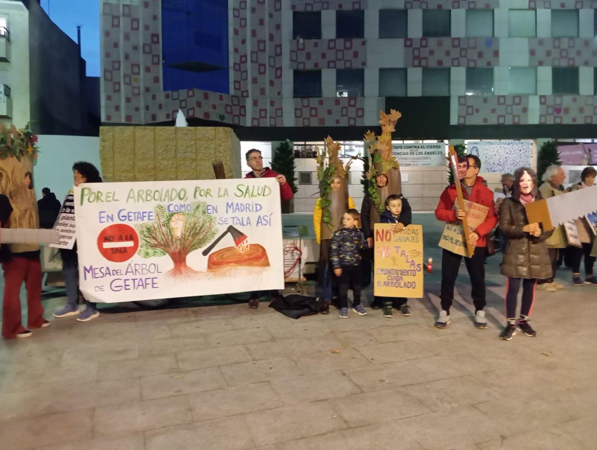 📢👏🏽 Ayer en la manifestación en defensa de los Árboles de Getafe. En la puerta del ayuntamiento
🏘 #Getafe también grita #YoDefiendoEsteÁrbol #LosÁrbolesNoSonMobiliarioUrbano #MaltratoAlArbolado #ÁrbolesDeSombra #MásÁrbolesMenosCemento #MenosParkingsMásParques #GetafeHabitable