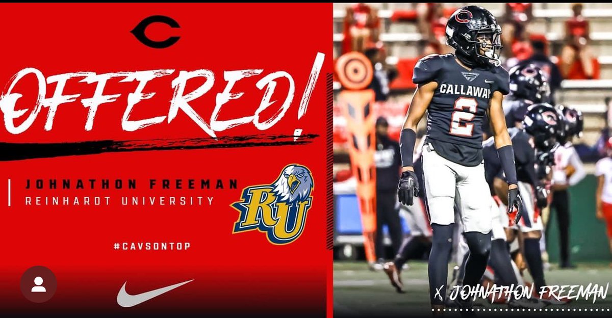 Blessed to receive an offer from Reinhardt University <a href="/CavsRecruits/">Callaway Football</a> <a href="/Caraway6/">Andrew Caraway</a> <a href="/gregblue1788/">Coach Blue</a>