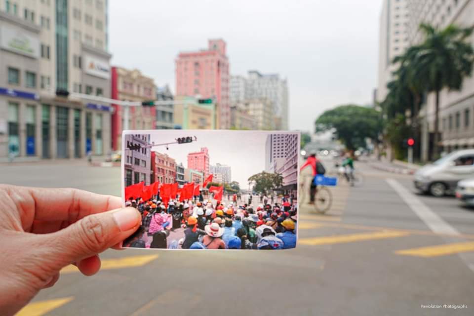 minn_robert's tweet photo. Yangon, Burma
Jan 30, 2024

“3 years ago Movement”by the activists of the Yangon's People Strike in downtown.

Aiming to recall the spirit of the February 2021 protest in Yangon.
(1/2)
#WhatsHappeningInMyanmar
#MyanmarRevolution https://t.co/wfZXHTufXV