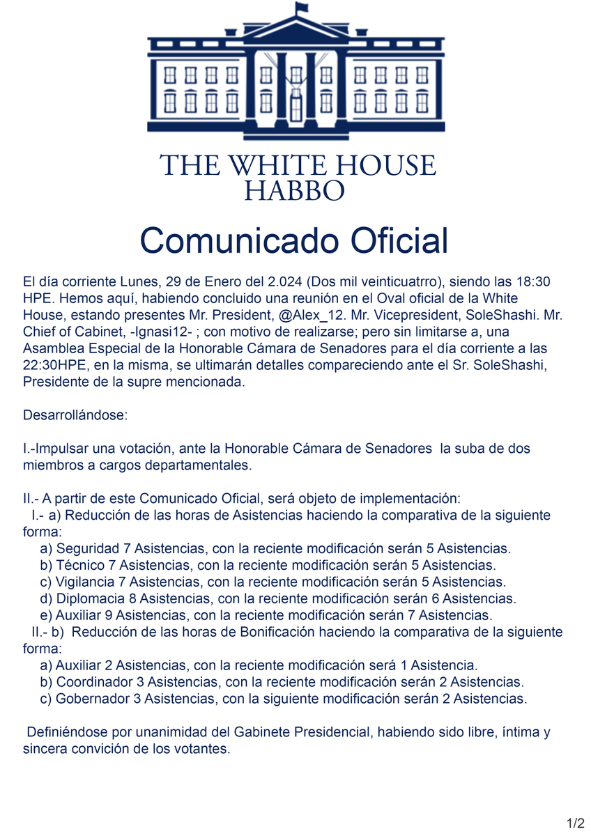 SoleShashi's tweet photo. Comunicado Oficial. El día de ayer, nos reunimos en el Oval el Jefe de Gabinete, el Presidente y quien les habla, para impulsar votaciones sobre una suba de cargos, y tenemos importantes novedades: https://t.co/zPeGbEsDgb