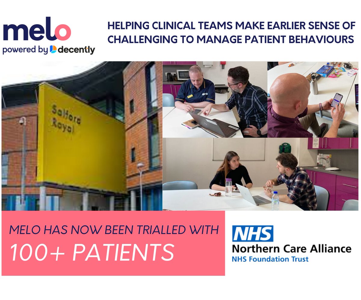 Melo has been used by the team at Salford Royal to better understand challenging to manage behaviours for 100+ patients. Thanks @ajteager, Anna Lee &amp; team for their support! Reply to this post to join our webinar on Feb 14 to discover how your NHS Trust can benefit! #healthtech