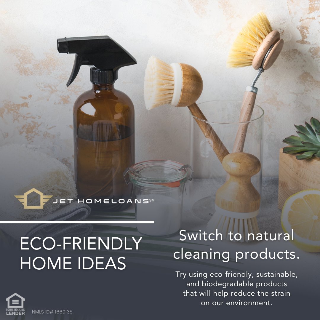 Looking to make your home more eco-friendly? 🌱 Here's a pretty easy way to get started! 🧼 Natural cleaning products are not only safer for the environment, but can also be safer for your family and pets. #homeownertips #ecofriendlyhome