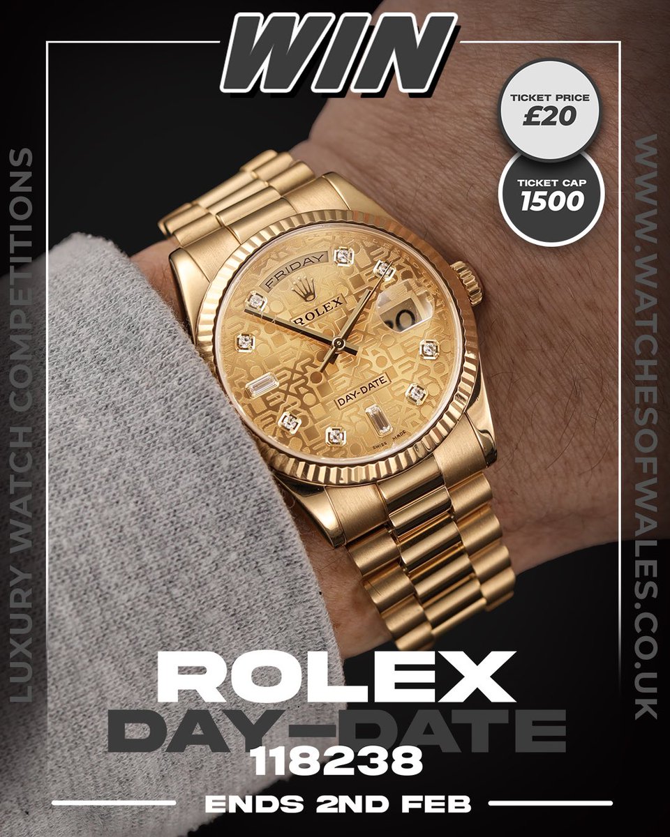 This Rolex Day-Date jubilee diamond - Factory 💎 dial 
🏆Ends this Friday 9PM 
🏆Live draw Sat 10AM - 
🎫 competition.watchesofwales.co.uk/competitions