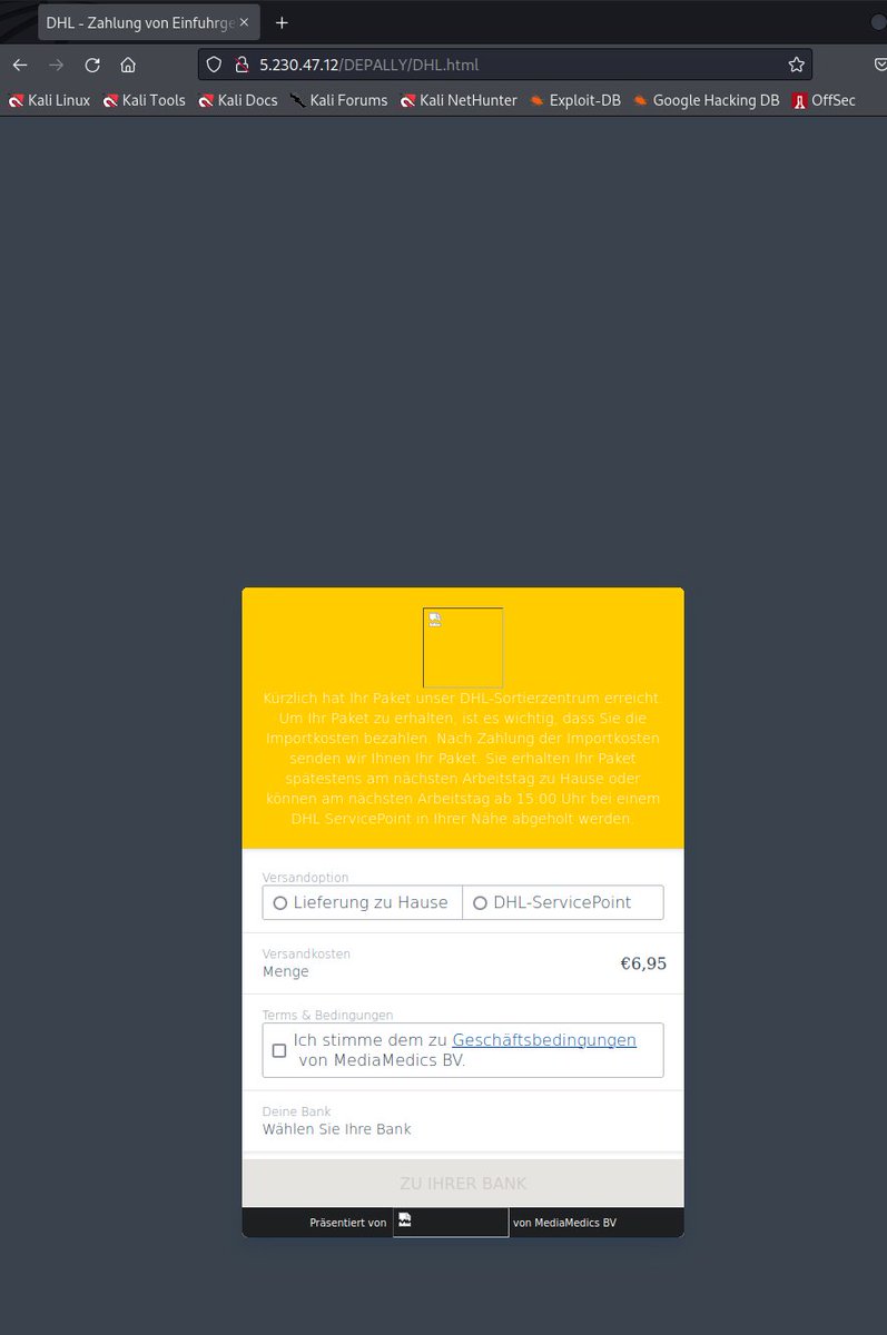 banthisguy9349's tweet photo. Phishing on hxxp://5.230.47.12/DEPALLY/DHL.html

#uadmin #phishing #framework https://t.co/TdsFO8bhDM