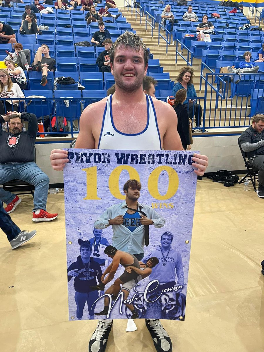 Huge congrats to <a href="/NoahCowan76/">Noah</a> on his 100th win @ the Doug Rial Tournament!! We’re proud of you and all of your hard work &amp; dedication! #TigerStrength 🤼‍♂️💯