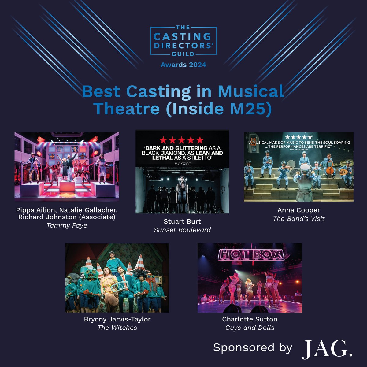CDGNews's tweet image. The nominees for ‘Best Casting in Musical Theatre’ sponsored by @_jag_london are…

Congratulations to you all 👏 #CDGAwards2024