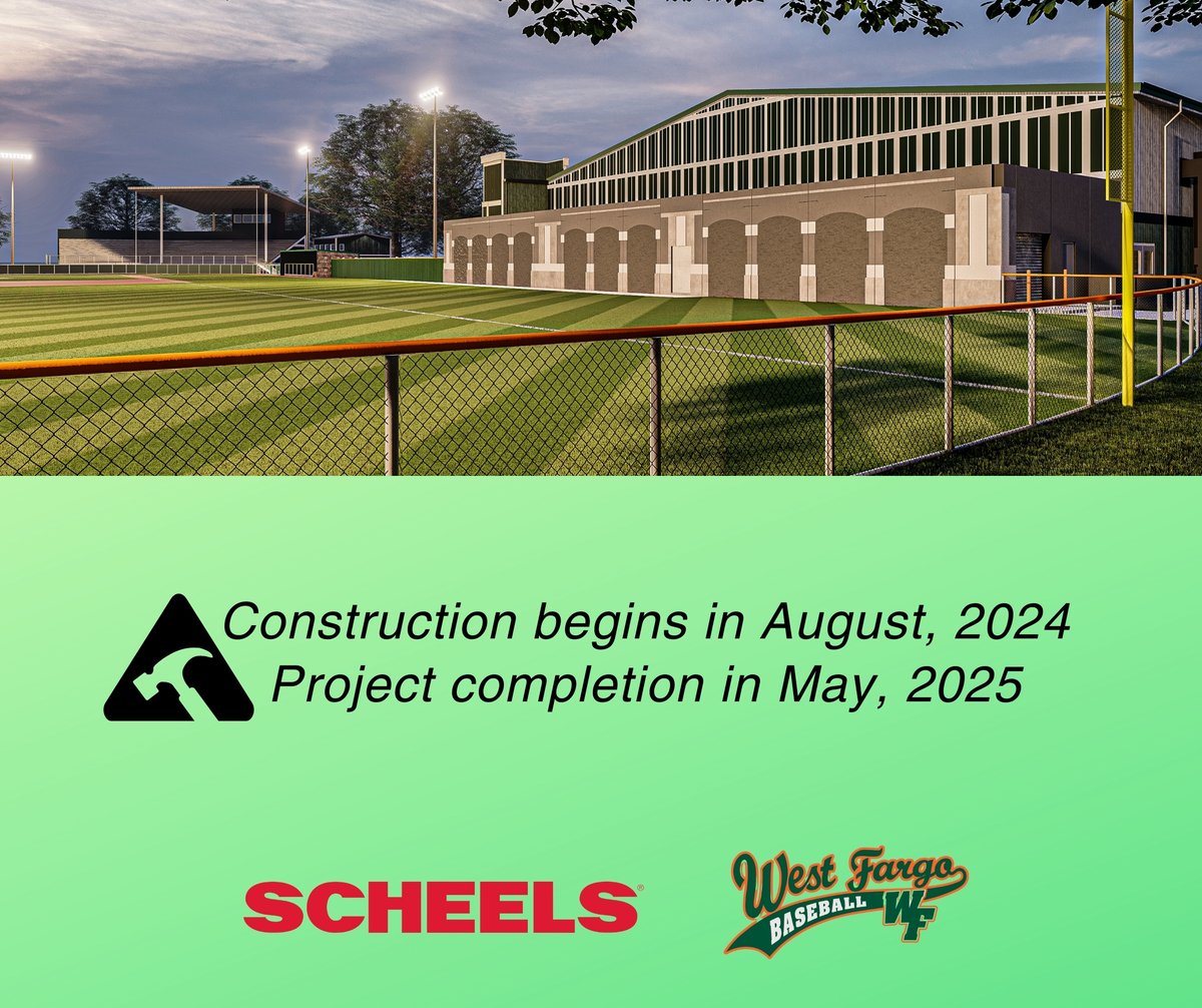 West Fargo Baseball and <a href="/SCHEELS/">SCHEELS</a> are partnering on state-of-the art “SCHEELS Performance Center”.

Construction on a 29,400-square-foot facility adjacent to Young Field will begin in August with a completion date of May 2025.

Full Press Release: westfargobaseball.com/Default.aspx?t…