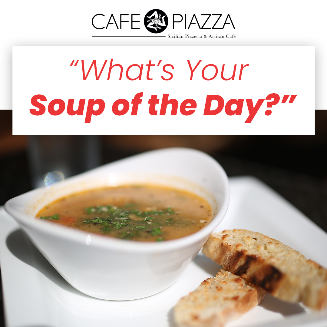At Cafe Piazza, we're serving up piping hot bowls of comfort daily. From creamy tomato bisque to hearty minestrone, our Soup of the Day is always a delightful surprise for your taste buds!

Pair it with your favorite panini!

#SoupOfTheDay #CafePiazzaComfort