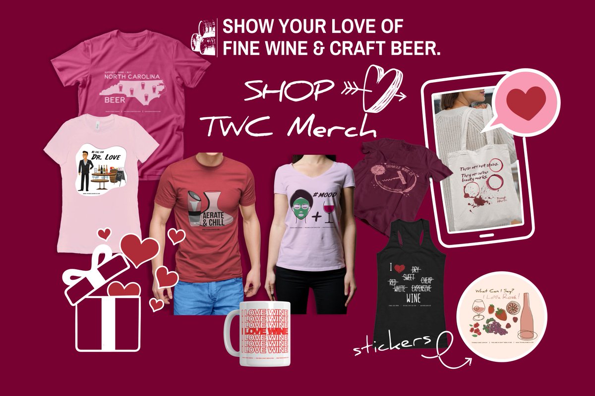 Find the perfect Valentine's gift for the wine and beer lover in your life  tinyurl.com/2jeb2jca  🍺💝👕🍷 #trianglewineco #winelovers #craftbeerlove #vday2024 #TeePublic