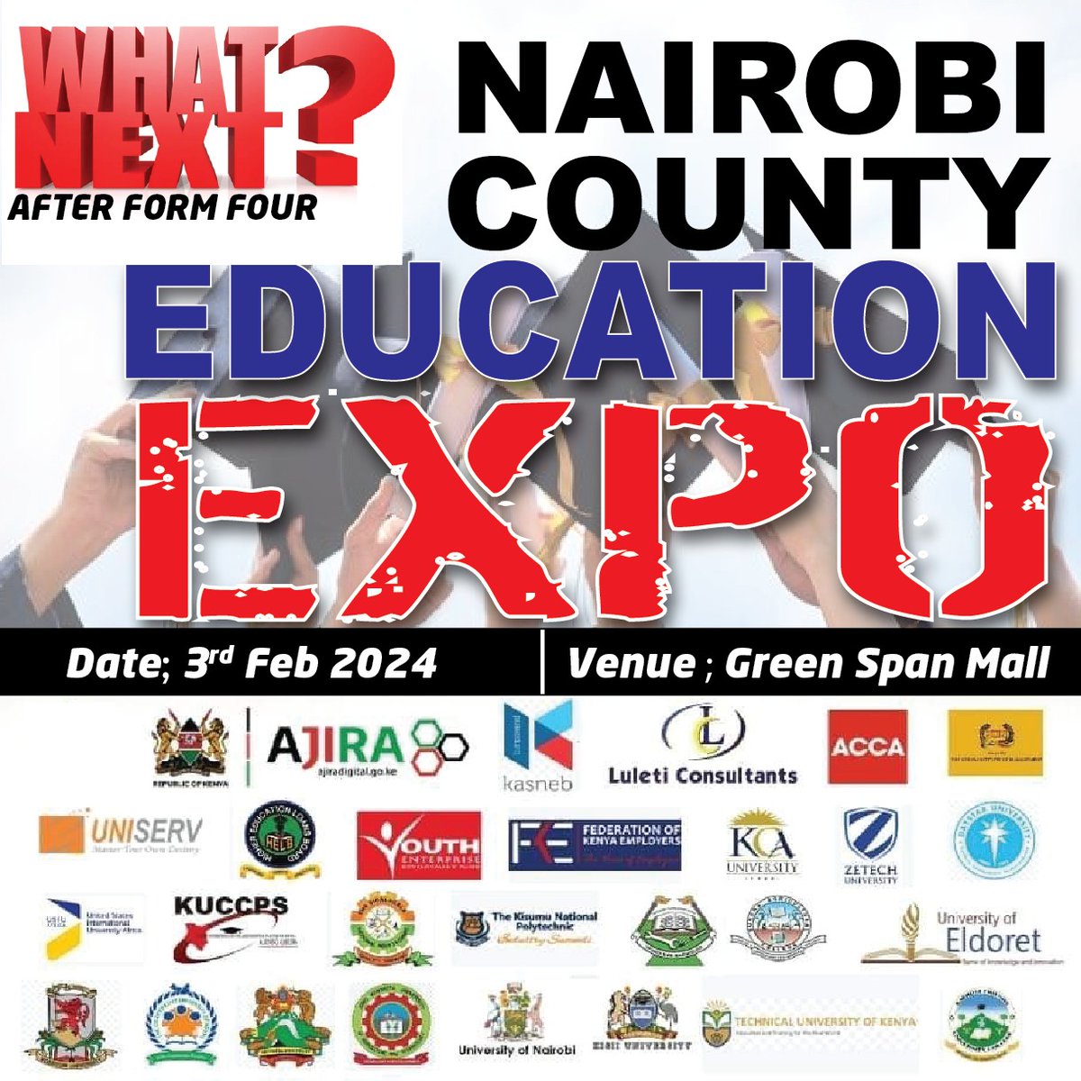 sam_profesa's tweet photo. 3 DAYS TO GO 🔥

The Nairobi Education Expo which will be happening at Greenspan Mall. Entrance is absolutely free. Share this opportunity widely 💯

#NairobiEducationExpo #bbrightvc #MAFS Toto Sabina Chege Italy Senegal Boma Yangu Mane Nyayo House Kessie Nigerians #ImranKhan https://t.co/uW1aU6ttkJ
