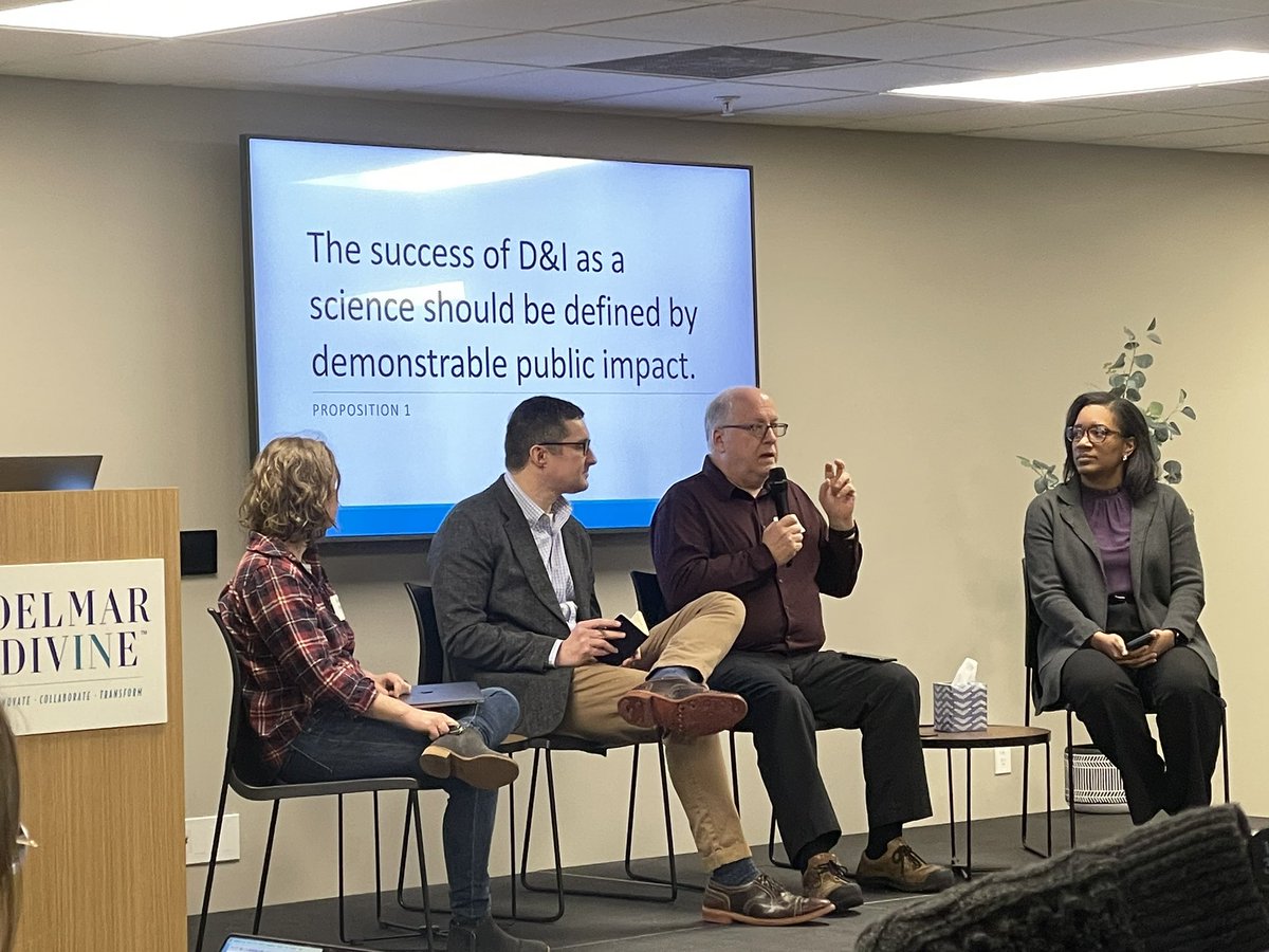The first debate at D&I Day is in action! “The success of D&I as a science should be defined by demonstrable public impact.” Are you #TeamPro or #TeamCon @wustl_impsci @Byron_Powell @elvingeng #ImpSci