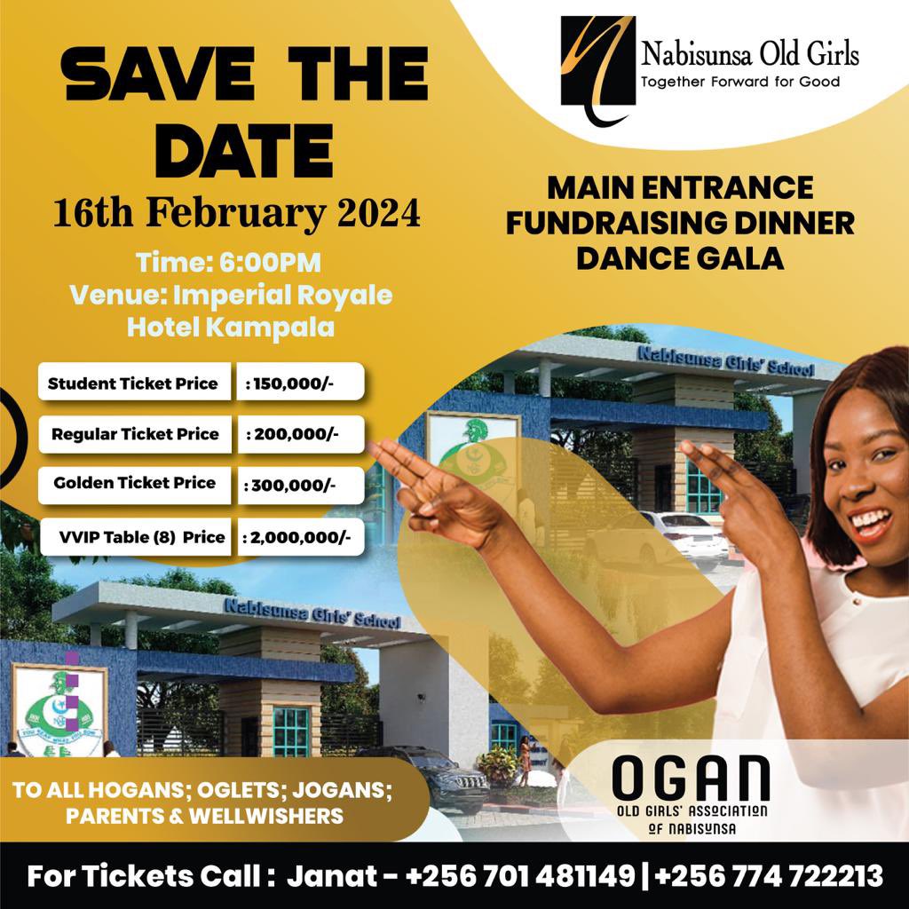 MEMD_Uganda's tweet photo. Exciting news! Hon. Dr. @NankabirwaRS, the Minister of Energy and Mineral Development, will be the guest of honour at the Old Girls Association of Nabisunsa (OGAN) Fundraising Dinner Dance. The event will take place on February 16, 2024, at the Imperial Royale in Kampala. https://t.co/NxhcazWLMz