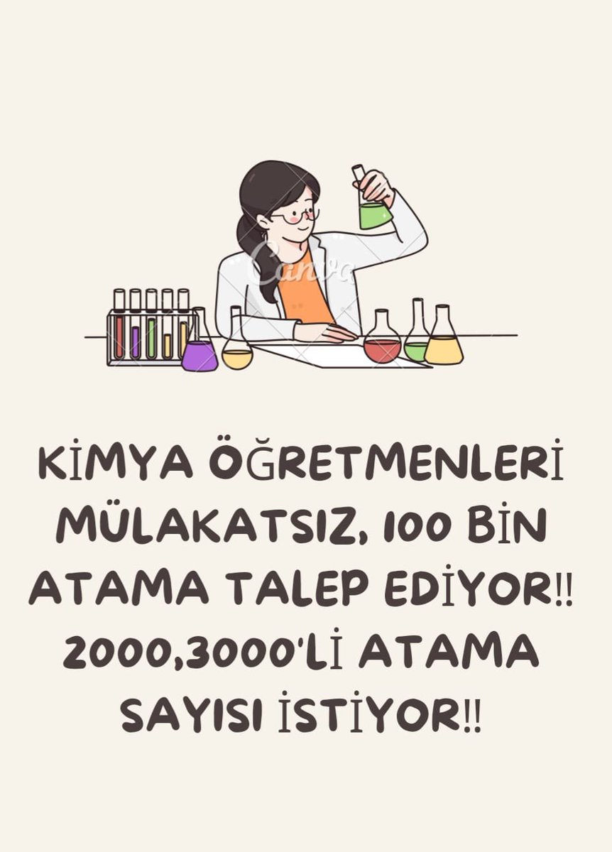 Kimya öğretmenleri diğer branşlar gibi tek seferde 2000li 3000li atama sayıları kimyaya verilsin istiyor <a href="/Yusuf__Tekin/">Yusuf Tekin</a> <a href="/RTErdogan/">Recep Tayyip Erdoğan</a> <a href="/tcmeb/">Millî Eğitim Bakanlığı</a> <a href="/tcbestepe/">T.C. Cumhurbaşkanlığı</a> <a href="/memetsimsek/">Mehmet Simsek</a> <a href="/cftcblnt/">Bülent ÇİFTCİ</a> <a href="/yilmaznazif/">Nazif Yılmaz</a> #KimyayaMebden3000Atama x.com/messages/media…