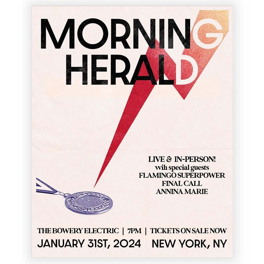 TONIGHT AT BOWERY 📰 The Morning Herald, Flamingo Superpower @finalcallmusic, Annina Marie Doors at 6:30, tickets for $12 🎟 ticketweb.com/event/the-morn…