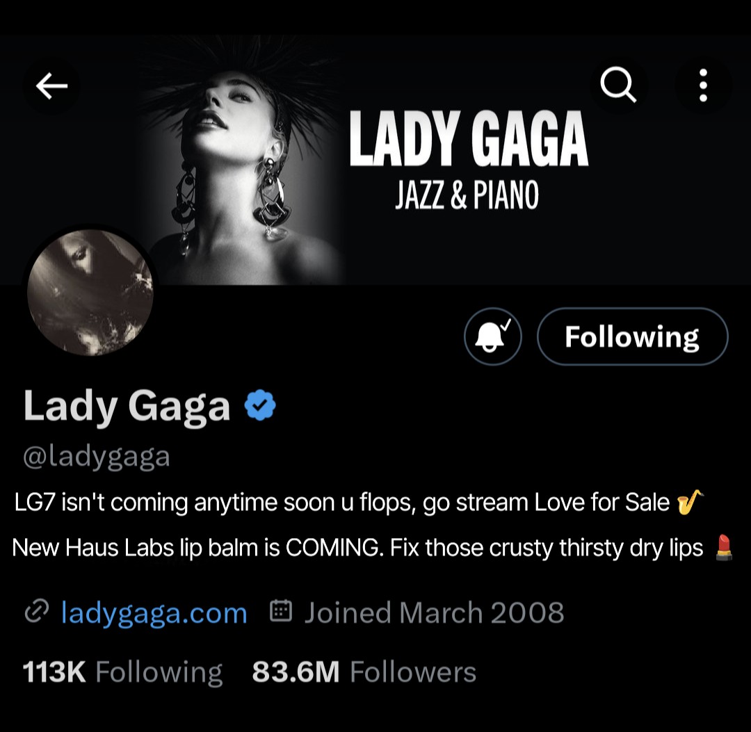 MaryAnnBeth1's tweet photo. 🚨BREAKING NEWS🚨
Lady Gaga officially updates her Twitter bio https://t.co/nKUcJPnj33