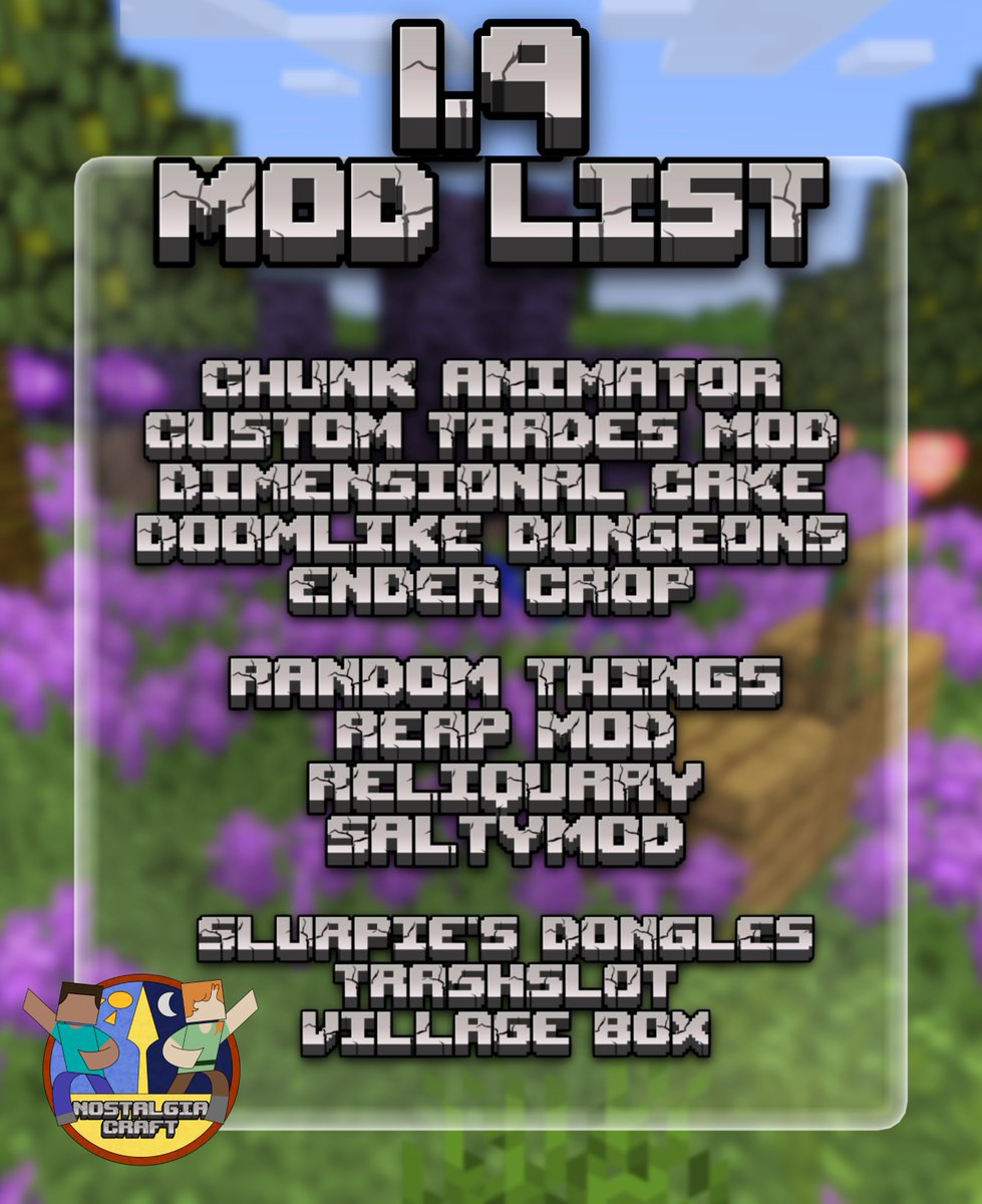 NostalgiaCraft_'s tweet photo. The mods that were in the 1.9 version https://t.co/HEWlYl2gNk
