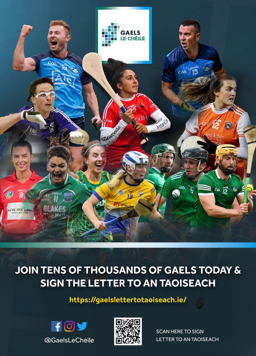 Please join with thousands of Gaels across Ireland & sign your name to the Gaels le Chéile letter which calls on the Irish government to prepare & plan for our future. Click this link & scroll to the bottom to sign your name 🙏 gaelslettertotaoiseach.ie