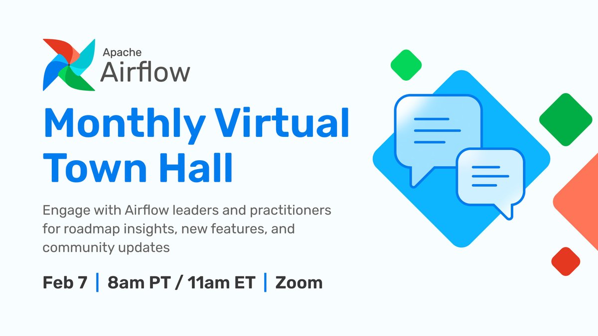 🤯 Our second Virtual Town Hall is LIVE! Join leaders in the Airflow community to stay in the know about new features, community updates, and how you can get involved! Registration: astronomer.zoom.us/meeting/regist…