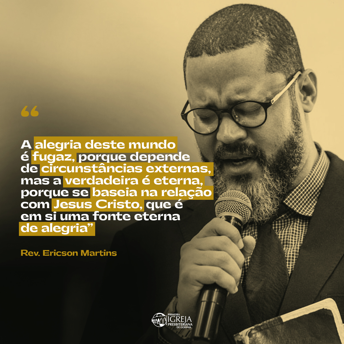 PIPG1's tweet photo. “A alegria deste mundo é fugaz, porque depende de circunstâncias externas, mas a verdadeira é eterna, porque se baseia na relação com Jesus Cristo, que é em si uma fonte eterna de alegria”
Rev. Ericson Martins
#frases #frasepastoral #goias #Goiânia #pipg https://t.co/wW42zKK76h