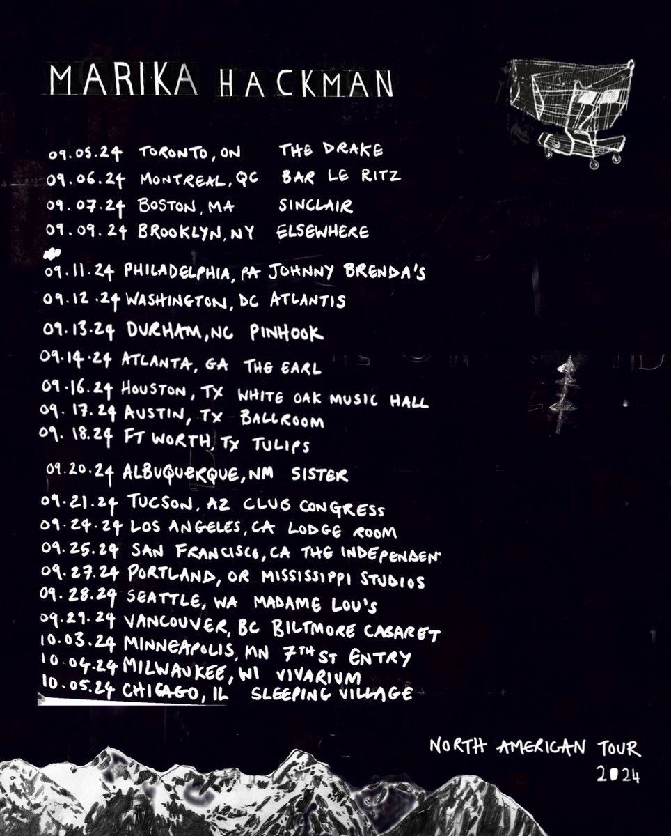 MarikaHackman's tweet photo. Thrilled to be bringing Big Sigh and more to North America this September/October 🇺🇸 🇨🇦

Tickets go on sale this Friday 10am ET / 7am PT. https://t.co/aD9fnJfqlr