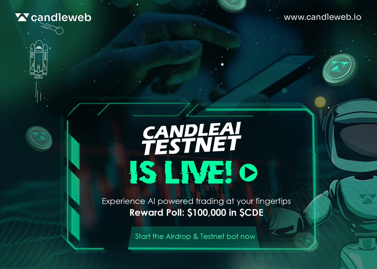 Candleweb_AI's tweet photo. 📣 CandleAI Airdrop × Community Testnet is Live

Shape the future of #crypto trading with #AI

🤖Start our #Airdrop and #Testnet bot:

👉https://t.co/YoKpG2ExMu

Reward Poll: $100,000 in $CDE

 🛠Perform tasks
🗳Submit feedback
💰Get Rewarded

#CandleAI
👇Phase I Eligible wallets https://t.co/0BRE3bqX45