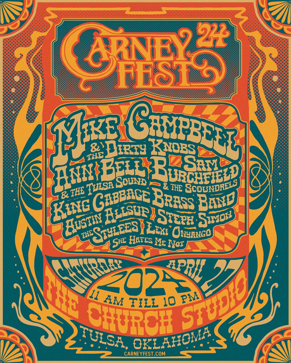 Back where it all started… The Dirty Knobs and I will be playing at @TheChurchStudio for Carney Fest in Tulsa, OK on Saturday, April 27th. Tickets on sale now - carneyfest.com