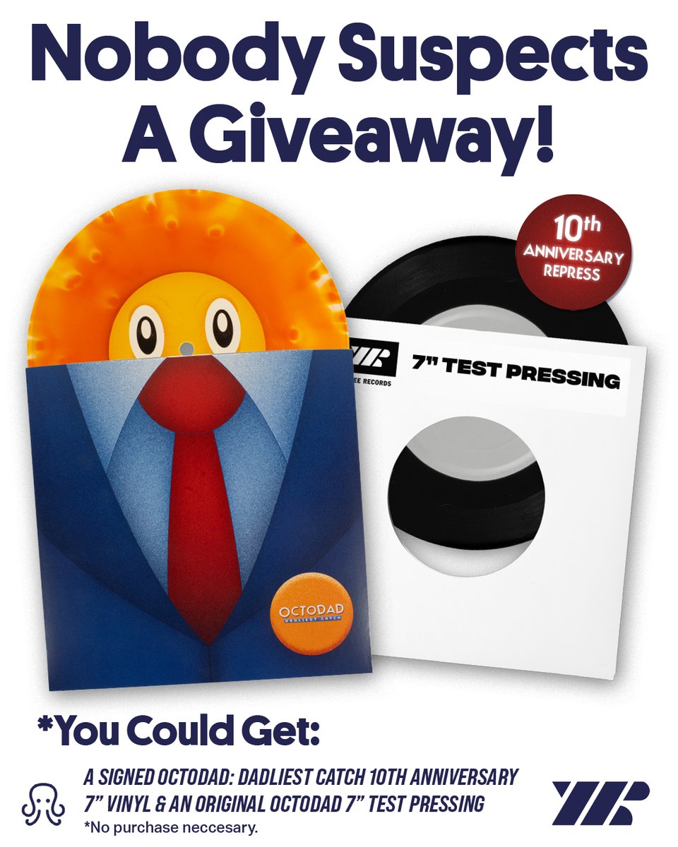 The Yetee @theyetee.com 🟦☁️🦋 (@theyetee) on Twitter photo We've teamed up with <a href="/YoungHorses/">Bugsnax (Young Horses)</a> to bring you the father of all giveaways with a chance to get a signed copy of the Octodad 10th Anniversary repress AND an original test pressing straight out of the Yetee archives! 🐙👔 theyetee.com/octodad-giveaw… We've teamed up with <a href="/YoungHorses/">Bugsnax (Young Horses)</a> to bring you the father of all giveaways with a chance to get a signed copy of the Octodad 10th Anniversary repress AND an original test pressing straight out of the Yetee archives! 🐙👔 theyetee.com/octodad-giveaw…