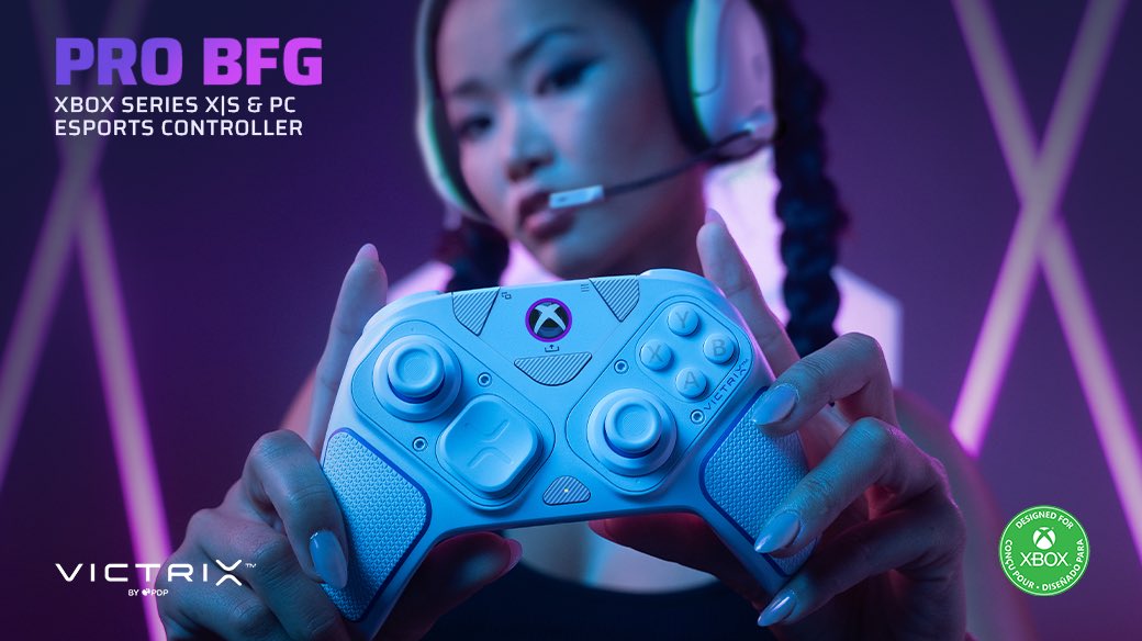 Engineered to fit your play style and packed with tons of customizable options, the Pro BFG Wireless Controller is the new standard in Xbox and PC gaming. Available for pre-order starting today! bit.ly/bfgxbox #victrix #victrixprobfg #xbox