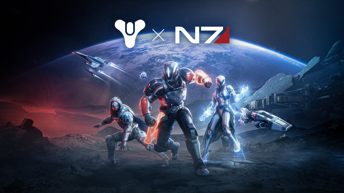 DestinyGameFR's tweet photo. Rejoignez l'équipage du Normandy.

Inspirés par le Commandant Shepard, Garrus Vakarian, Liara T'Soni et plus encore de l'Alliance interstellaire, et bientôt disponibles via relais cosmodésiques dans Destiny 2 le 13 février. https://t.co/2JB0CIfFeX