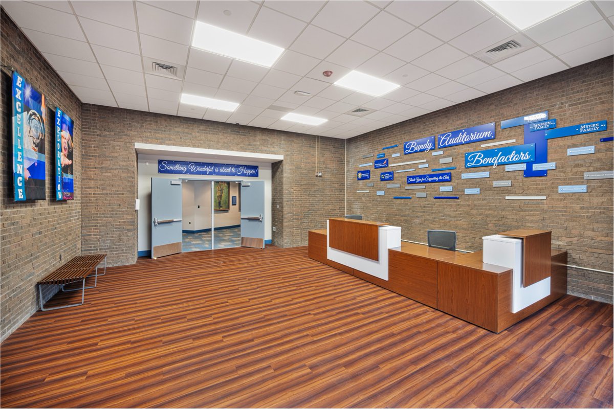 The Fanning Howey team recently revamped the @NewCastle_HS Bundy Auditorium. This included performance upgrades, student-enriched enhancements and a conducive space for the tech class. The lobby and stage route also received transformative improvements.