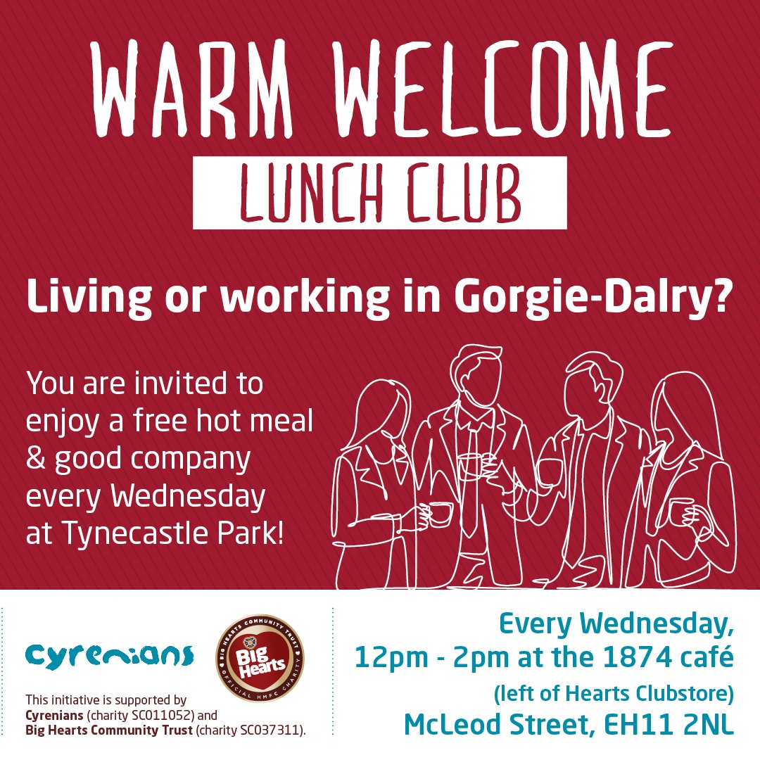 Join @bighearts and @Cyrenians1968 tomorrow for our FREE #WarmWelcome lunch! 🥣 🕛 12pm - 2pm 📍 @jamtarts' 1874 Fans Bar Spread the word with family, friends and colleagues - everyone is welcome and there is no need to register! ❤️