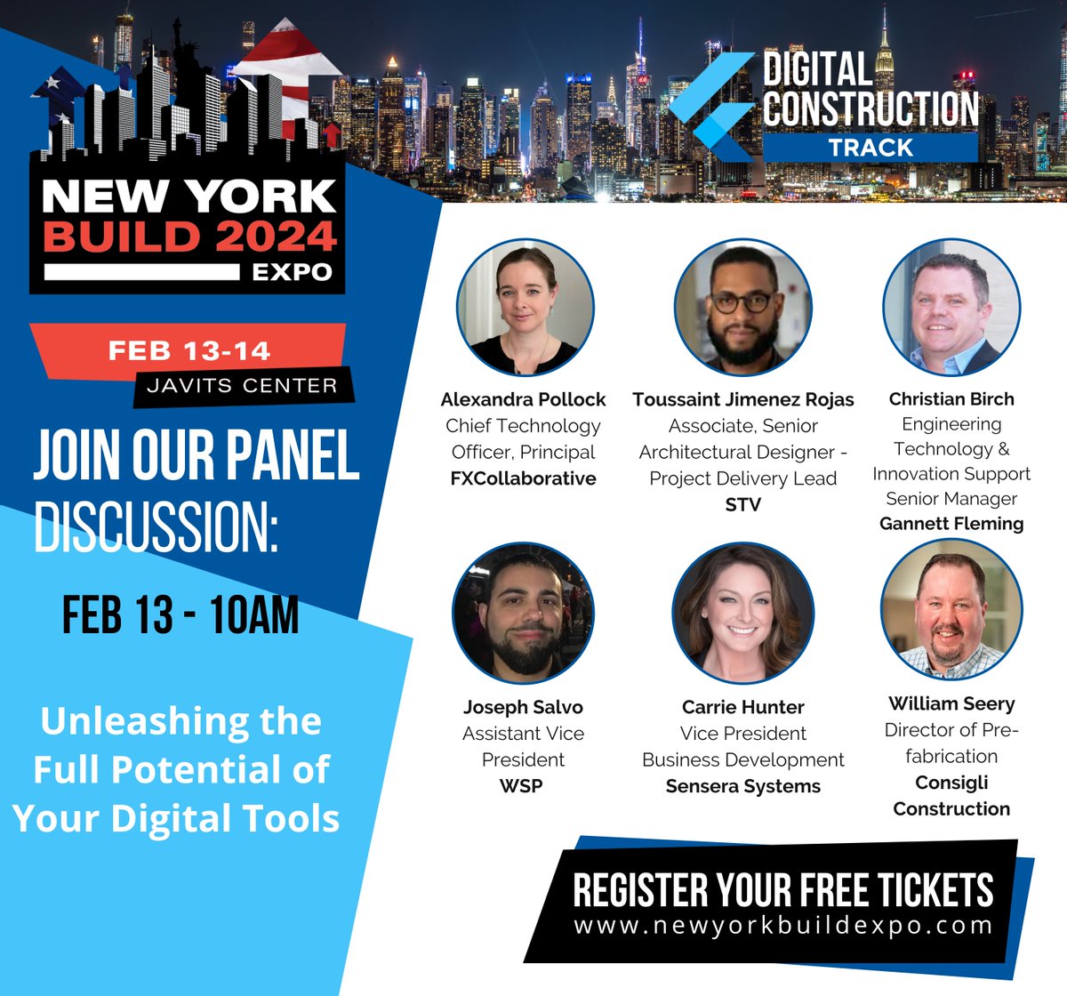 Interested in learning more about how to fully utilise the full potential of your digital tools in #DigitalConstruction?  

Come join our industry leading experts on the panel discussion below at #NewYorkBuild on 13 Feb, 10am at the Javits Center (Just two weeks to go!)🏗️