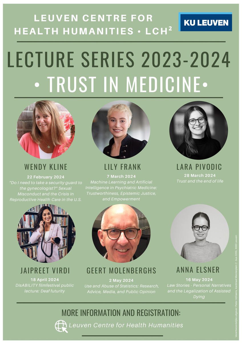 Lecture series on 'Trust in Medicine' at @HIW_KULeuven , you can also follow online ghum.kuleuven.be/LCHH/registrat…