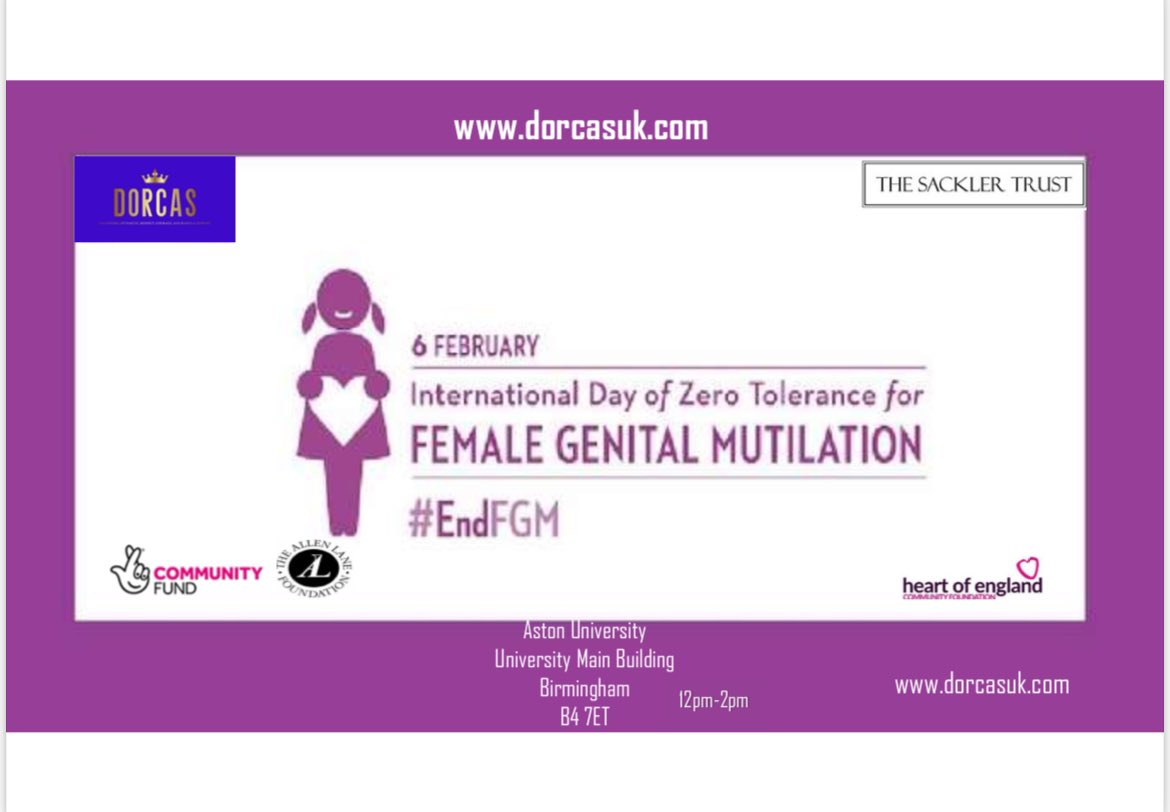 📍: Birmingham

“EndFGM: Zero Tolerance, Every Day. February 6th - Raise Your Voice, Break the Silence.”
 
#StopFGM, #RaiseAwarenessFGM, #ZeroTolerance, #SupportEducation #dorcas #dorcasfgm #fgm #fgmawareness #zerotolerancefgm #zerotolerancefemalegenitalmutilation