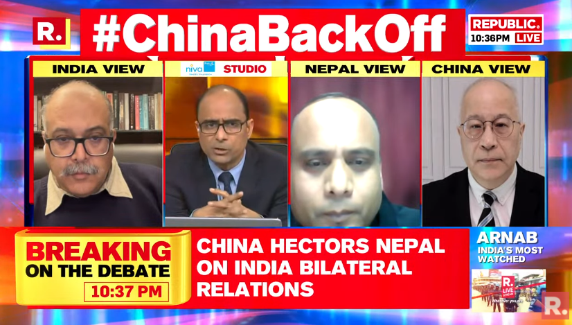 republic's tweet photo. #ChinaBackOff | The frequency of visit between Nepal and China increased in 2023 and we are seeing similar kind of thing in 2024: Anil Giri (@anilkathmandu), Sr. Journalist
Tune in for The Debate and fire your views with the hashtag - https://t.co/74kUBBkUGf
#China #Ladakh #India #JammuAndKashmir #Nepal #Maldives