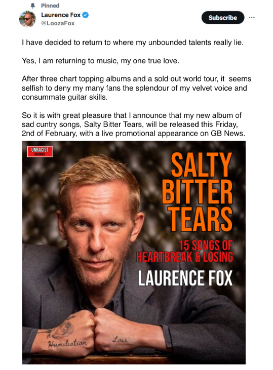 Hallelujah.
Our prayers have been answered.
#LaurenceFox