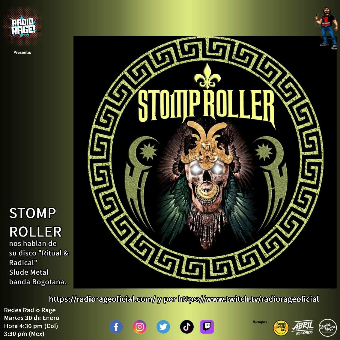 Y hoy estamos en RADIO RAGE!!!   @radiorageoficial con todo el poder del RITUAL &amp; RADICAL a las 4:30 pm. los esperamos!!
radiorageoficial.com