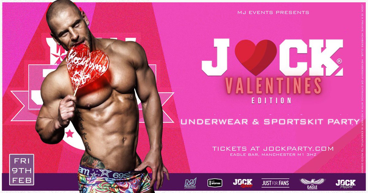 MJEVENTSUK's tweet photo. JOCK the valentines edition!! Next Friday at @EagleManchester get tickets here: 🎫 https://t.co/2PecXXZKtH 😜😈 https://t.co/WLSZRAU7a9