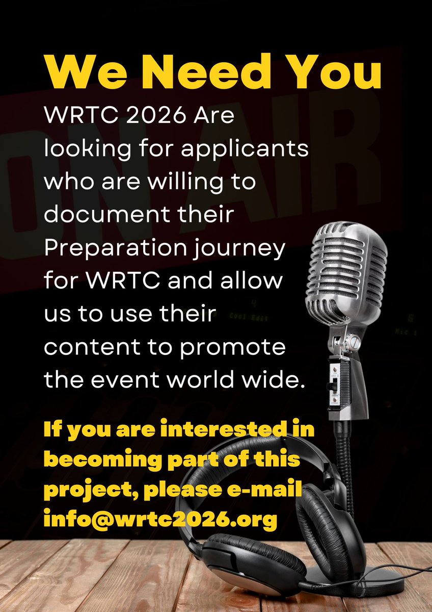 2026Wrtc's tweet image. Are you trying to qualify for WRTC 2026? If your happy to document your journey then please get in contact…